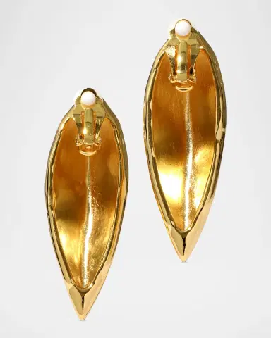 Alexis Bittar Brut Gold Armor Clip-On Earrings | Thumbnail 3 Alexis Bittar Brut Gold Armor Clip-On Earrings | Thumbnail 3
