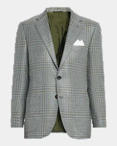 Kiton Men's Woven Plaid Single-Breasted Sport Coat | Thumbnail 2 Kiton Men's Woven Plaid Single-Breasted Sport Coat | Thumbnail 2