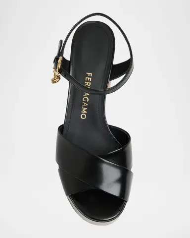 Ferragamo Savia Crisscross Gancini Charm Platform Sandals | Thumbnail 4 Ferragamo Savia Crisscross Gancini Charm Platform Sandals | Thumbnail 4