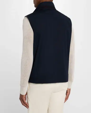 Loro Piana Men 's Landon Full-Zip Cotton Satin Vest | Thumbnail 2 Loro Piana Men 's Landon Full-Zip Cotton Satin Vest | Thumbnail 2