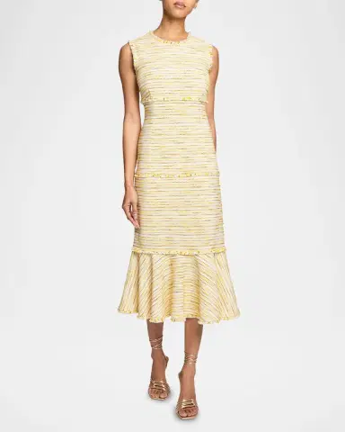 Santorelli Sleeveless Striped Tweed Midi Dress | Thumbnail 2 Santorelli Sleeveless Striped Tweed Midi Dress | Thumbnail 2