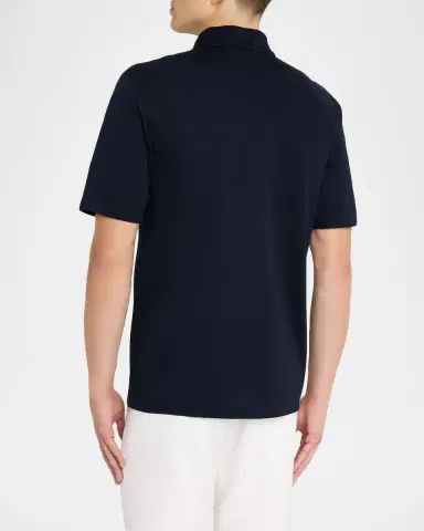 Ferragamo Men's Gancini Jacquard-Trim Cotton Pique Polo Shirt | Thumbnail 3 Ferragamo Men's Gancini Jacquard-Trim Cotton Pique Polo Shirt | Thumbnail 3