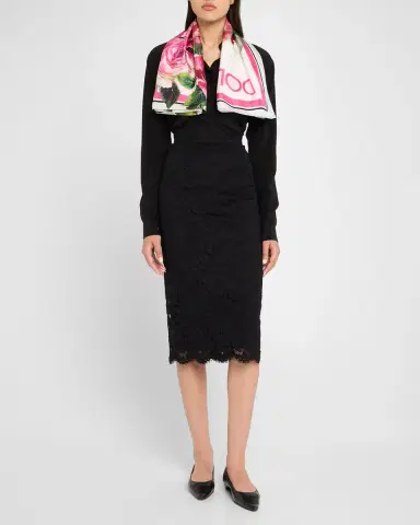 Dolce & Gabbana Floral Silk Twill Foulard Scarf | Thumbnail 2 Dolce & Gabbana Floral Silk Twill Foulard Scarf | Thumbnail 2