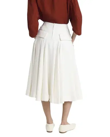 Bottega Veneta Pleated Fluid Viscose Twill Midi Skirt | Thumbnail 1 Bottega Veneta Pleated Fluid Viscose Twill Midi Skirt | Thumbnail 1
