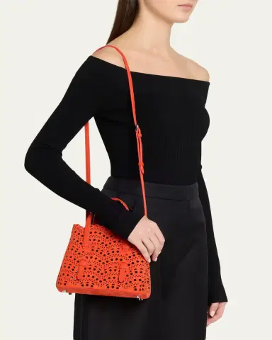 Alaïa Le Click Medium Shoulder Bag in Suede | Thumbnail 50 Alaïa Le Click Medium Shoulder Bag in Suede | Thumbnail 50