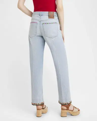 Valentino Garavani Embroidered Lightwash Denim Straight-Leg Pants | Thumbnail 3 Valentino Garavani Embroidered Lightwash Denim Straight-Leg Pants | Thumbnail 3