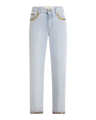 Valentino Garavani Embroidered Lightwash Denim Straight-Leg Pants | Thumbnail 1 Valentino Garavani Embroidered Lightwash Denim Straight-Leg Pants | Thumbnail 1