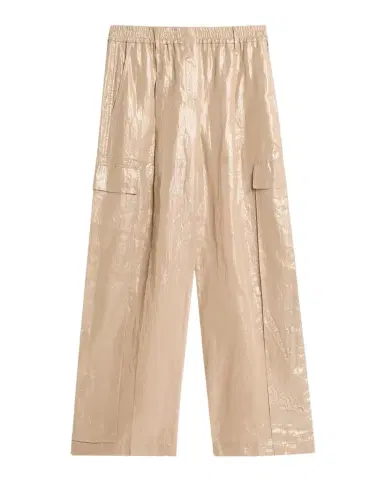 Brunello Cucinelli Metallic Cotton Gauze Wide-Leg Explorer Pants | Thumbnail 1 Brunello Cucinelli Metallic Cotton Gauze Wide-Leg Explorer Pants | Thumbnail 1