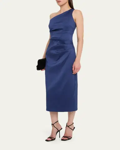 Aidan Mattox One-Shoulder Stretch Mikado Midi Dress | Thumbnail 2 Aidan Mattox One-Shoulder Stretch Mikado Midi Dress | Thumbnail 2