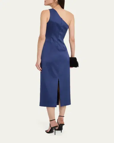 Aidan Mattox One-Shoulder Stretch Mikado Midi Dress | Thumbnail 3 Aidan Mattox One-Shoulder Stretch Mikado Midi Dress | Thumbnail 3