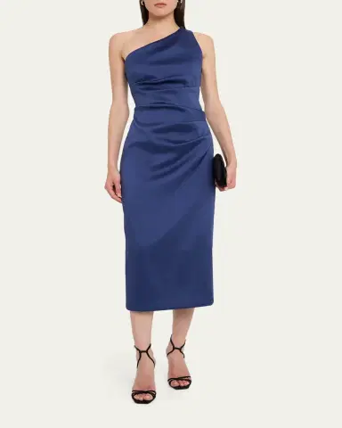 Aidan Mattox One-Shoulder Stretch Mikado Midi Dress | Thumbnail 4 Aidan Mattox One-Shoulder Stretch Mikado Midi Dress | Thumbnail 4