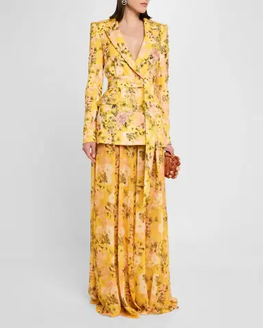Badgley Mischka Collection Floral-Print Embroidered Jacket | Thumbnail 2 Badgley Mischka Collection Floral-Print Embroidered Jacket | Thumbnail 2