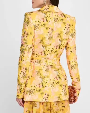 Badgley Mischka Collection Floral-Print Embroidered Jacket | Thumbnail 3 Badgley Mischka Collection Floral-Print Embroidered Jacket | Thumbnail 3