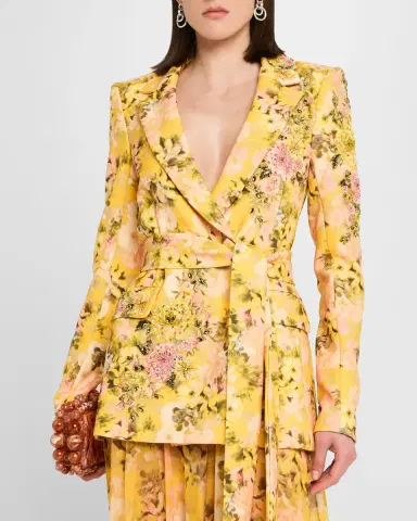 Badgley Mischka Collection Floral-Print Embroidered Jacket | Thumbnail 4 Badgley Mischka Collection Floral-Print Embroidered Jacket | Thumbnail 4