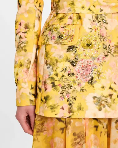 Badgley Mischka Collection Floral-Print Embroidered Jacket | Thumbnail 5 Badgley Mischka Collection Floral-Print Embroidered Jacket | Thumbnail 5