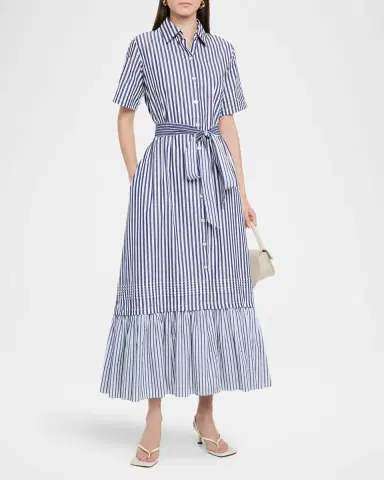Evi Grintela Melanie Flounce Striped Cotton Midi Shirtdress | Thumbnail 3 Evi Grintela Melanie Flounce Striped Cotton Midi Shirtdress | Thumbnail 3
