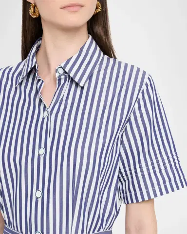 Evi Grintela Melanie Flounce Striped Cotton Midi Shirtdress | Thumbnail 4 Evi Grintela Melanie Flounce Striped Cotton Midi Shirtdress | Thumbnail 4