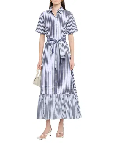 Evi Grintela Melanie Flounce Striped Cotton Midi Shirtdress | Thumbnail 1 Evi Grintela Melanie Flounce Striped Cotton Midi Shirtdress | Thumbnail 1