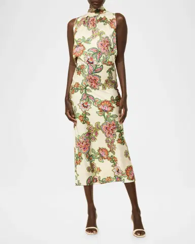 MISA Los Angeles Luka Floral Satin High-Neck Top | Thumbnail 2 MISA Los Angeles Luka Floral Satin High-Neck Top | Thumbnail 2