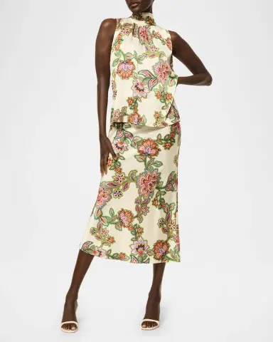 MISA Los Angeles Luka Floral Satin High-Neck Top | Thumbnail 4 MISA Los Angeles Luka Floral Satin High-Neck Top | Thumbnail 4