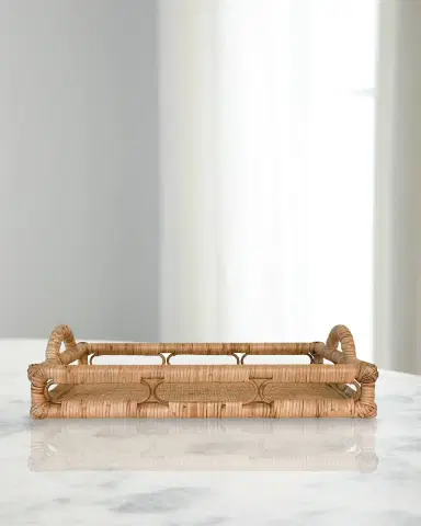 Worlds Away Tatum Rattan Tray | Thumbnail 1 Worlds Away Tatum Rattan Tray | Thumbnail 1
