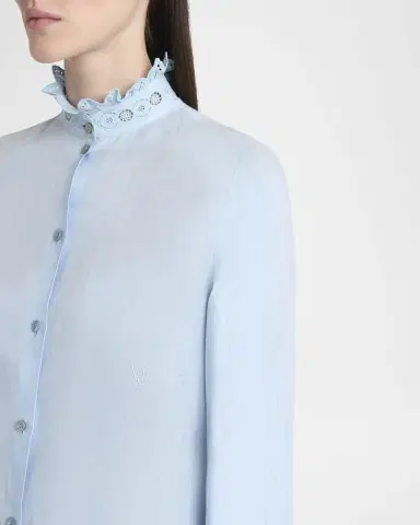 Valentino Garavani Eyelet Embroidered Ruffle Button-Down Shirt | Thumbnail 5 Valentino Garavani Eyelet Embroidered Ruffle Button-Down Shirt | Thumbnail 5