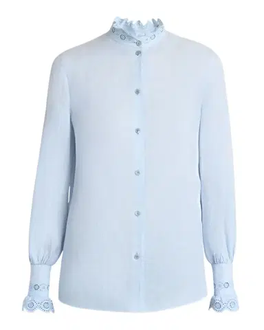 Valentino Garavani Eyelet Embroidered Ruffle Button-Down Shirt | Thumbnail 1 Valentino Garavani Eyelet Embroidered Ruffle Button-Down Shirt | Thumbnail 1