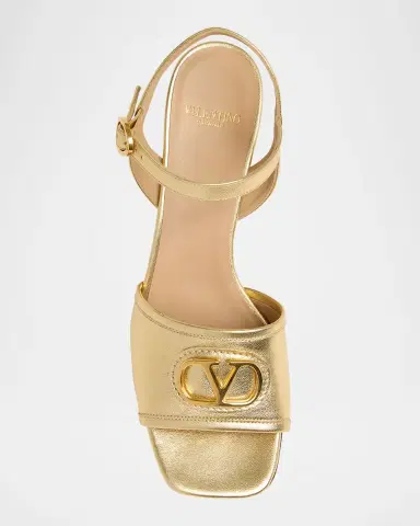 Valentino Garavani VLogo Signature Metallic Leather Sandals | Thumbnail 6 Valentino Garavani VLogo Signature Metallic Leather Sandals | Thumbnail 6