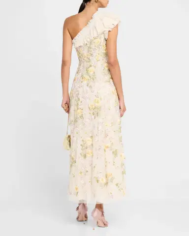 NEEDLE & THREAD Florine One-Shoulder Embroidered Tulle Gown | Thumbnail 2 NEEDLE & THREAD Florine One-Shoulder Embroidered Tulle Gown | Thumbnail 2