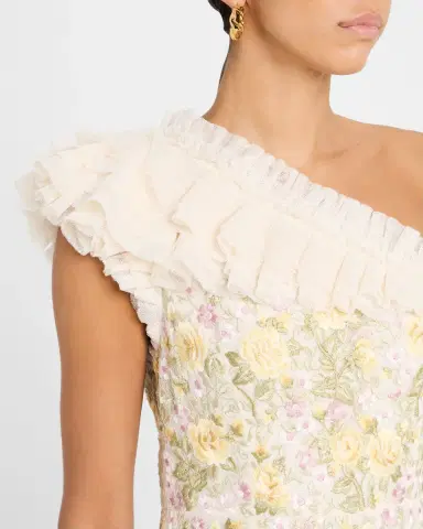 NEEDLE & THREAD Florine One-Shoulder Embroidered Tulle Gown | Thumbnail 4 NEEDLE & THREAD Florine One-Shoulder Embroidered Tulle Gown | Thumbnail 4