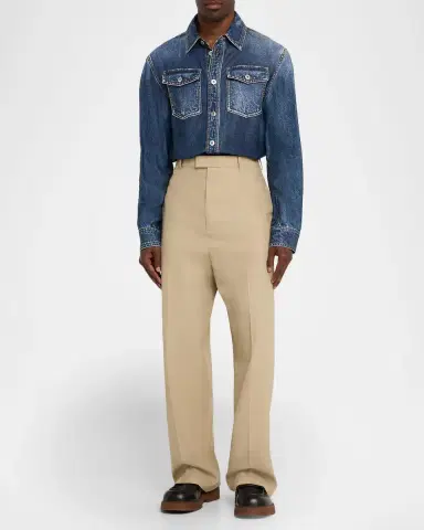 Bottega Veneta Men 's Cotton Twill Straight-Leg Trousers | Thumbnail 2 Bottega Veneta Men 's Cotton Twill Straight-Leg Trousers | Thumbnail 2
