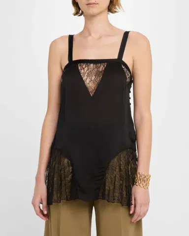 Chloé Lace-Inset Silk Cami | Thumbnail 4 Chloé Lace-Inset Silk Cami | Thumbnail 4
