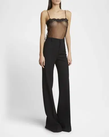 Chloé Wool Grain De Poudre Flare Trousers | Thumbnail 2 Chloé Wool Grain De Poudre Flare Trousers | Thumbnail 2