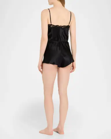 Christine Lingerie Lace-Trim Silk Romper | Thumbnail 3 Christine Lingerie Lace-Trim Silk Romper | Thumbnail 3