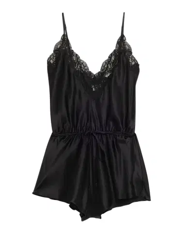 Christine Lingerie Lace-Trim Silk Romper | Thumbnail 1 Christine Lingerie Lace-Trim Silk Romper | Thumbnail 1