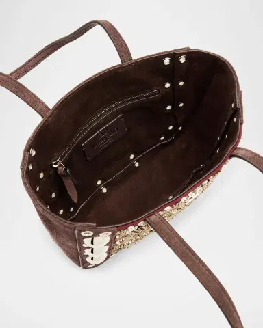 Valentino Garavani Nellcote Mirror-Embellished Suede Mini Tote Bag | Thumbnail 3 Valentino Garavani Nellcote Mirror-Embellished Suede Mini Tote Bag | Thumbnail 3