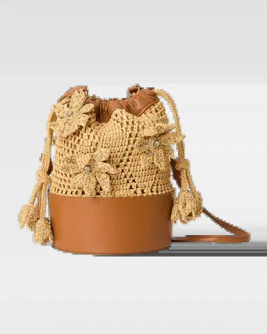 BTB Los Angeles Drawstring Floral Straw Shoulder Bag | Thumbnail 2 BTB Los Angeles Drawstring Floral Straw Shoulder Bag | Thumbnail 2