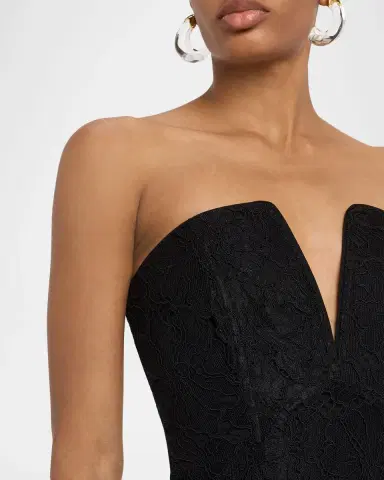 BCBGMAXAZRIA Strapless Floral Lace Column Gown | Thumbnail 5 BCBGMAXAZRIA Strapless Floral Lace Column Gown | Thumbnail 5
