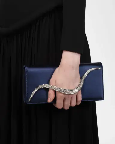 ALEXIS BITTAR Crystal Curve Recycled Satin Clutch Bag | Thumbnail 2 ALEXIS BITTAR Crystal Curve Recycled Satin Clutch Bag | Thumbnail 2