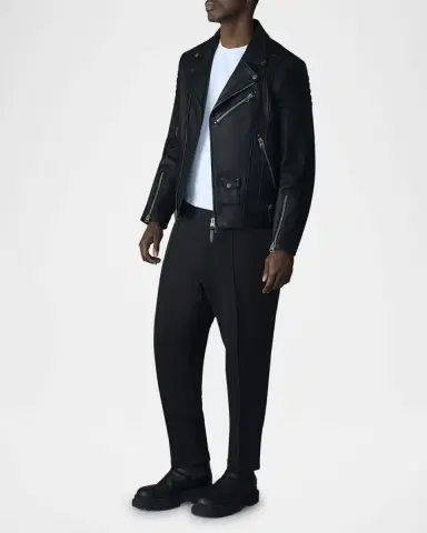Mackage Men's Kenneth Asymmetric-Zip Leather Biker Jacket | Thumbnail 4 Mackage Men's Kenneth Asymmetric-Zip Leather Biker Jacket | Thumbnail 4
