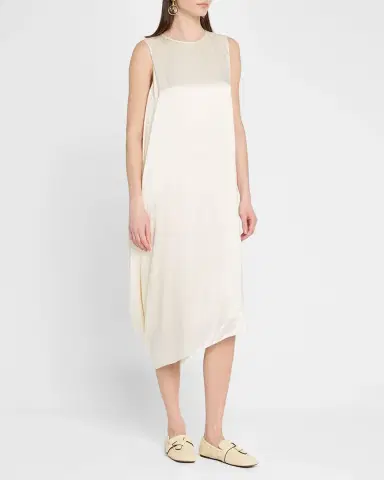 Loewe Sleeveless Draped Silk Midi Dress | Thumbnail 2 Loewe Sleeveless Draped Silk Midi Dress | Thumbnail 2