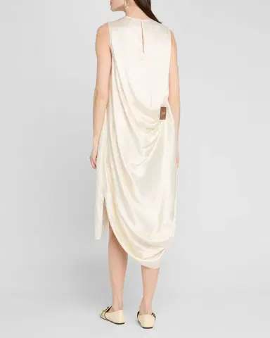 Loewe Sleeveless Draped Silk Midi Dress | Thumbnail 3 Loewe Sleeveless Draped Silk Midi Dress | Thumbnail 3