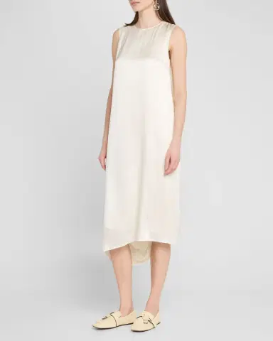 Loewe Sleeveless Draped Silk Midi Dress | Thumbnail 4 Loewe Sleeveless Draped Silk Midi Dress | Thumbnail 4
