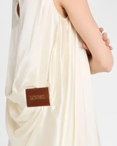 Loewe Sleeveless Draped Silk Midi Dress | Thumbnail 5 Loewe Sleeveless Draped Silk Midi Dress | Thumbnail 5