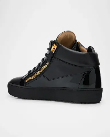 Giuseppe Zanotti Men's Mixed-Leather Mid-Top Sneakers | Thumbnail 2 Giuseppe Zanotti Men's Mixed-Leather Mid-Top Sneakers | Thumbnail 2
