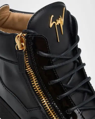 Giuseppe Zanotti Men's Mixed-Leather Mid-Top Sneakers | Thumbnail 3 Giuseppe Zanotti Men's Mixed-Leather Mid-Top Sneakers | Thumbnail 3