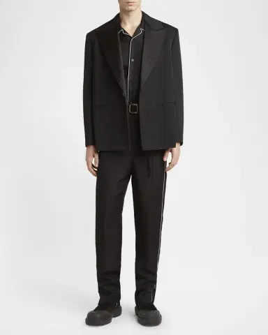 Jil Sander Men's Satin Peak Lapel Evening Jacket | Thumbnail 2 Jil Sander Men's Satin Peak Lapel Evening Jacket | Thumbnail 2
