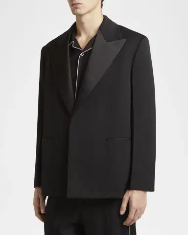 Jil Sander Men's Satin Peak Lapel Evening Jacket | Thumbnail 4 Jil Sander Men's Satin Peak Lapel Evening Jacket | Thumbnail 4