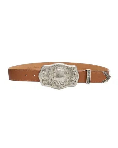 Ralph Lauren Collection Tooled-Buckle Pebbled Calfskin Western Belt | Thumbnail 1 Ralph Lauren Collection Tooled-Buckle Pebbled Calfskin Western Belt | Thumbnail 1