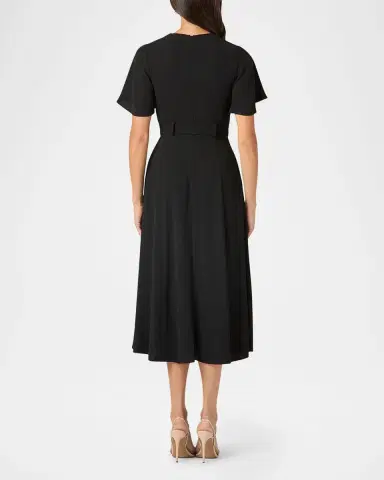 Shoshanna Molly Belted Flutter-Sleeve Midi Dress | Thumbnail 3 Shoshanna Molly Belted Flutter-Sleeve Midi Dress | Thumbnail 3